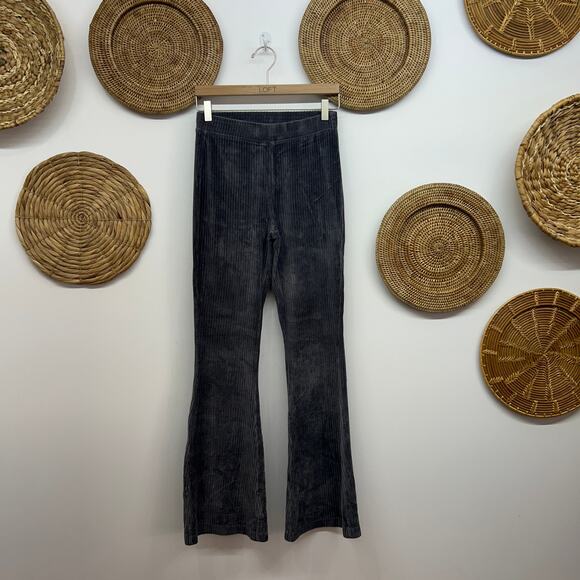 aerie Pants - Aerie Gray Velvet Rib Flare Wide Leg Knit Pant Small Hippie Boho Loungewear